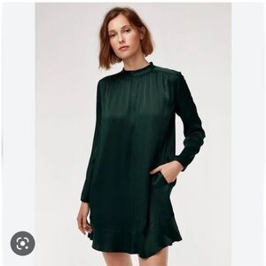 Forest Green Aritzia Silk Dress - size S